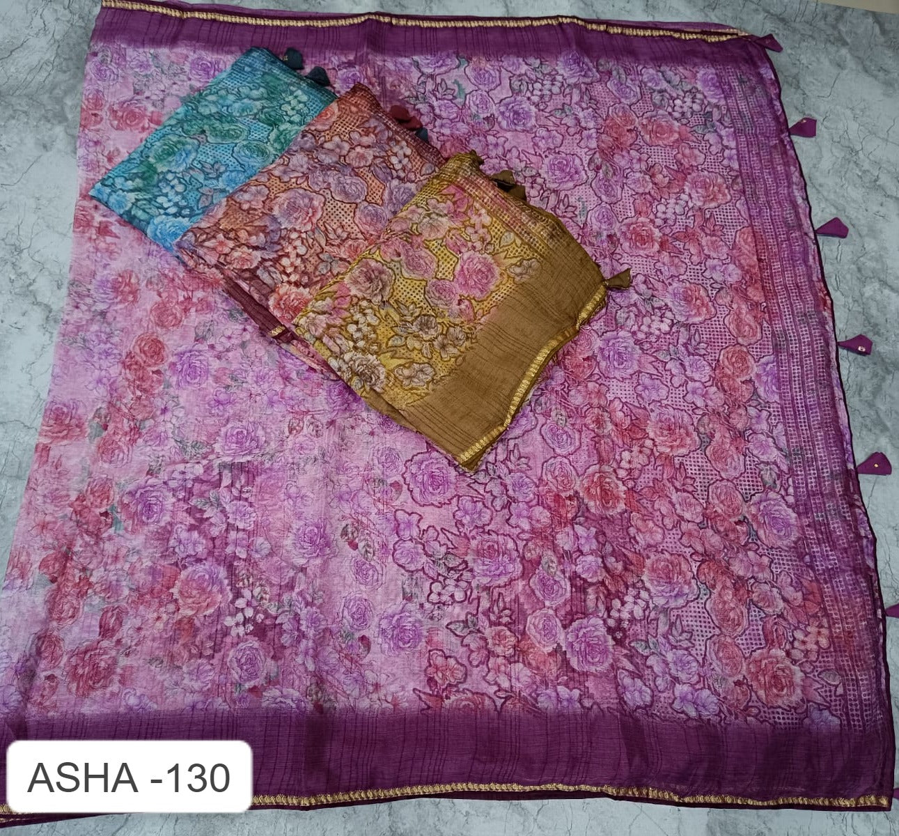 Asha 130 Kalpveli Nilgiri Chiffon Sarees Manufacturer India