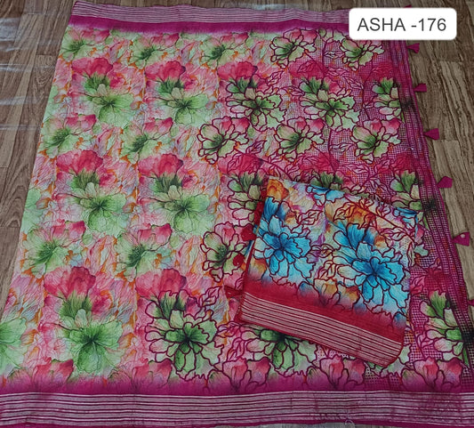 Asha 176 Kalpveli Mono Georgette Sarees Exporter Gujarat