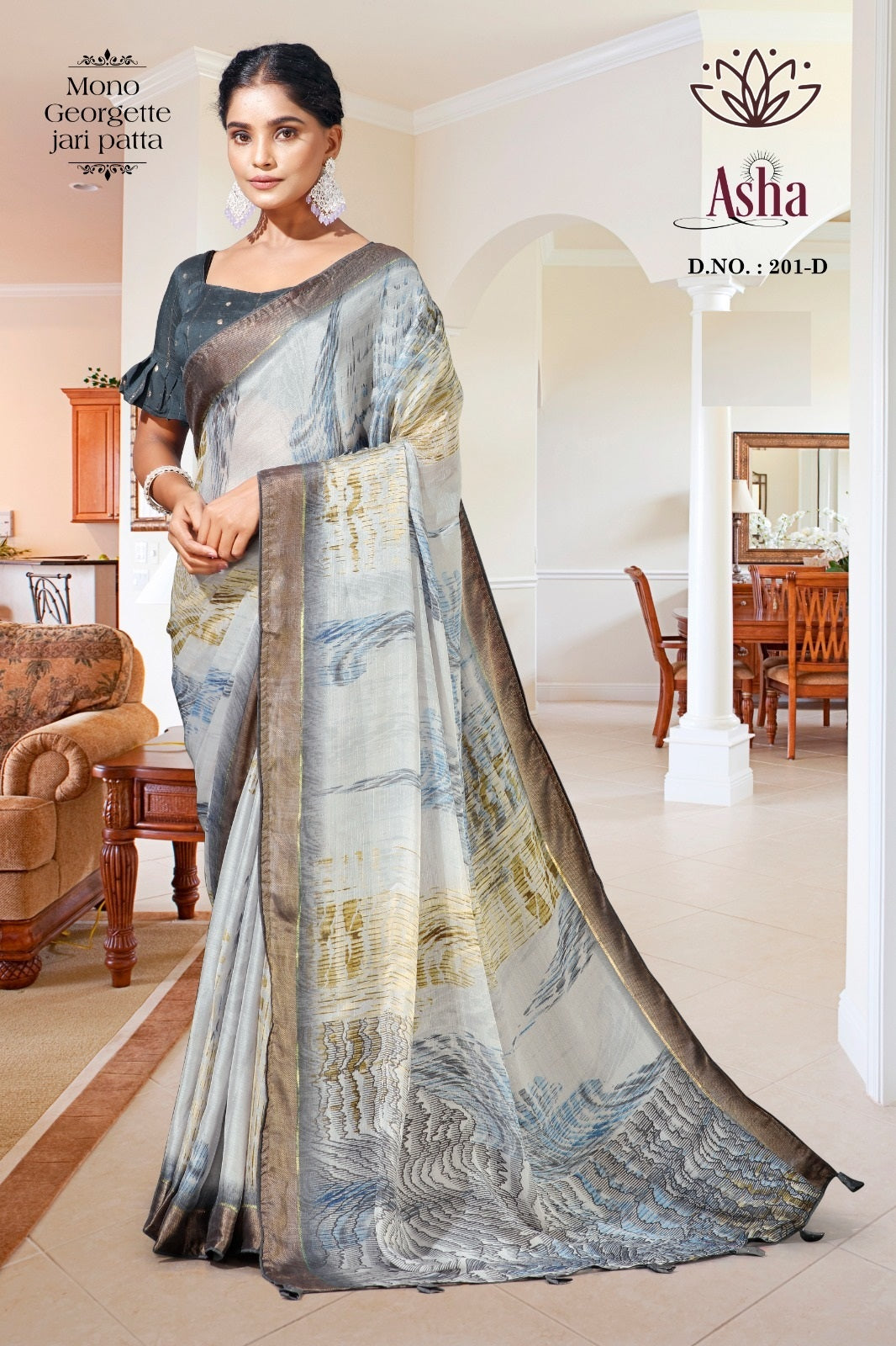 Asha 201 Kalpveli Mono Georgette Sarees Exporter