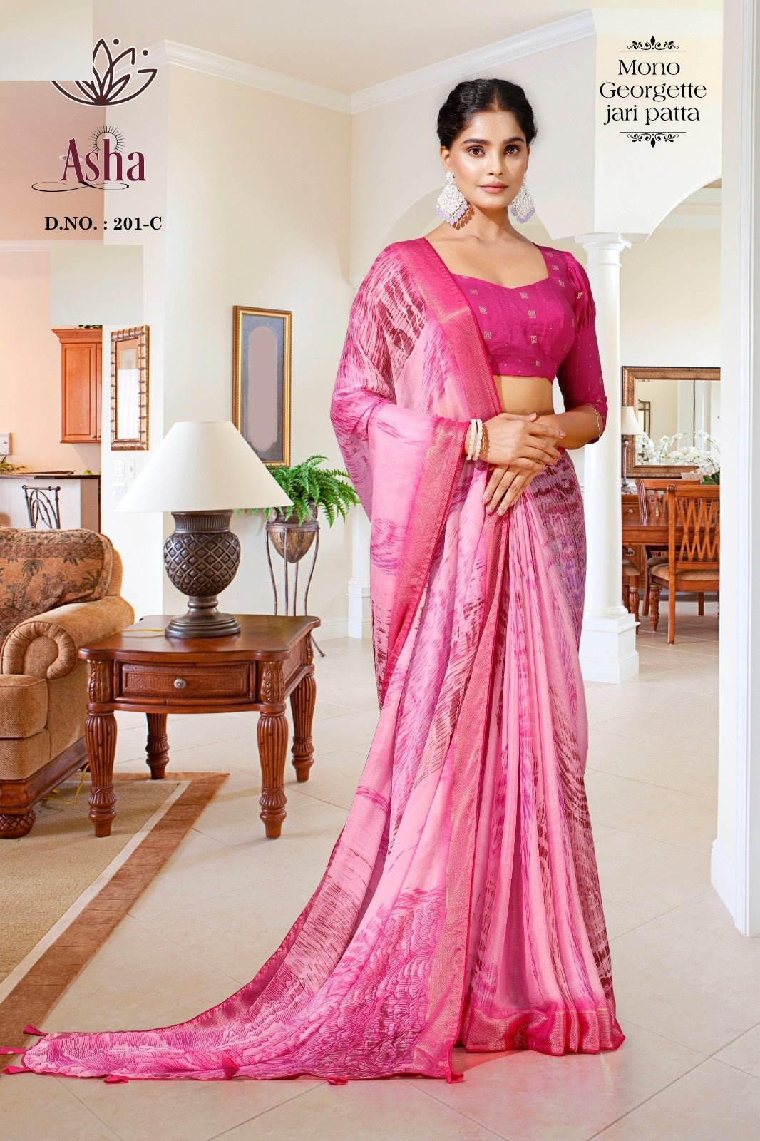 Asha 201 Kalpveli Mono Georgette Sarees Exporter