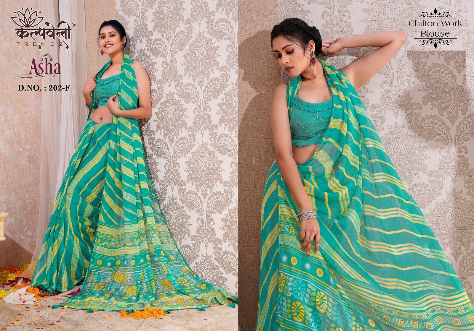 Asha 202 Kalpveli Chiffon Jari Sarees Wholesaler