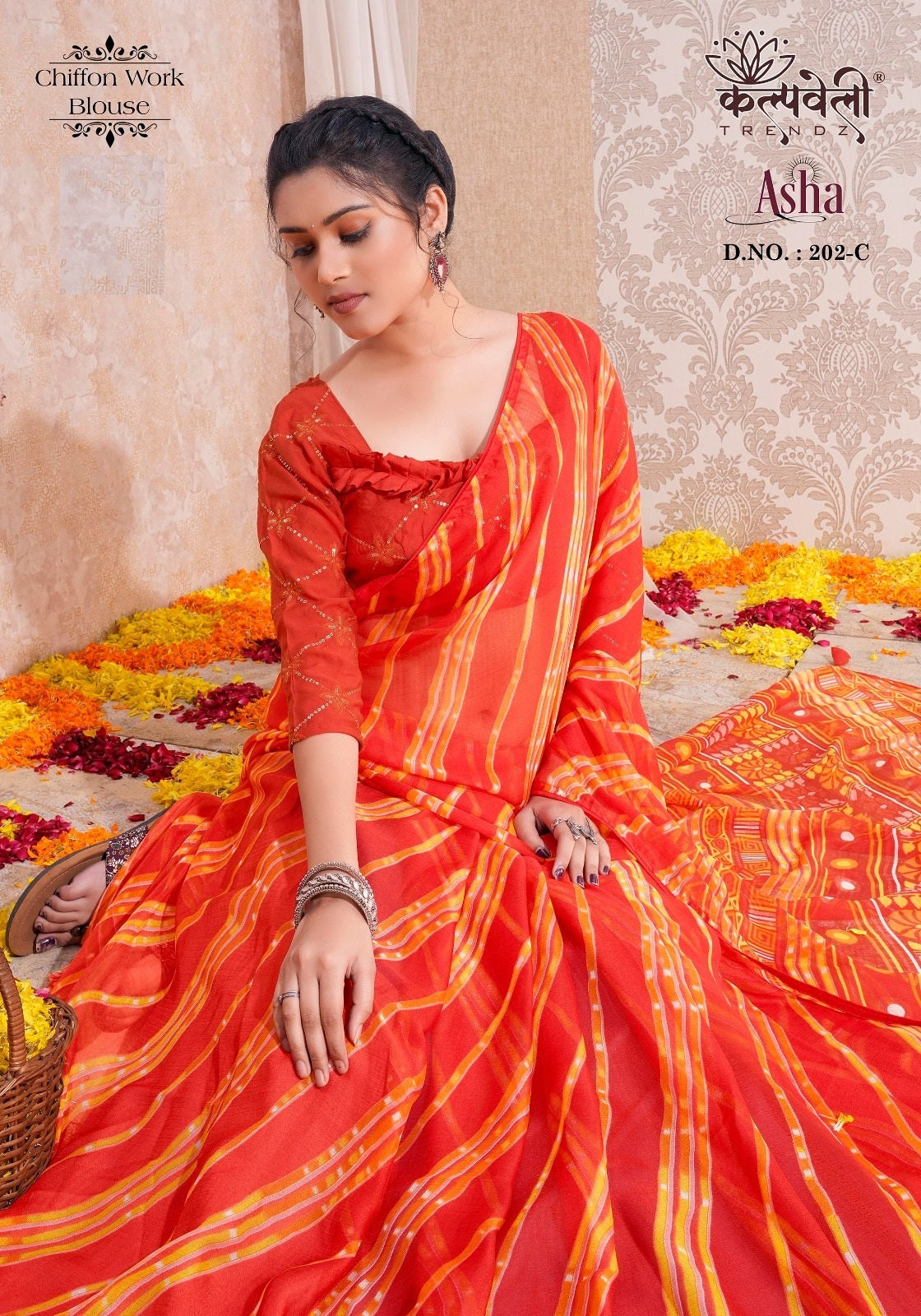 Asha 202 Kalpveli Chiffon Jari Sarees Wholesaler