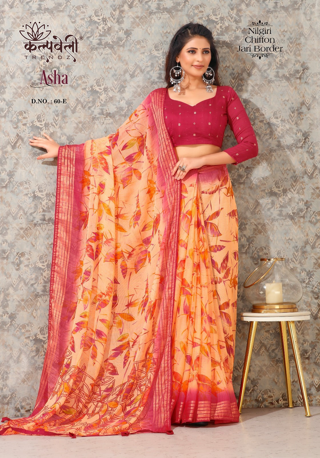 Asha 60 Kalpveli Nilgiri Chiffon Sarees