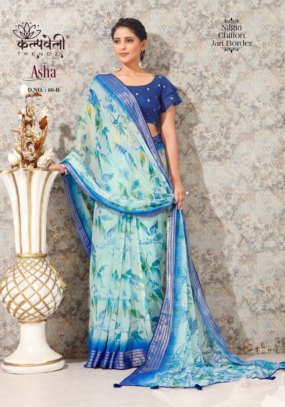 Asha 60 Kalpveli Nilgiri Chiffon Sarees