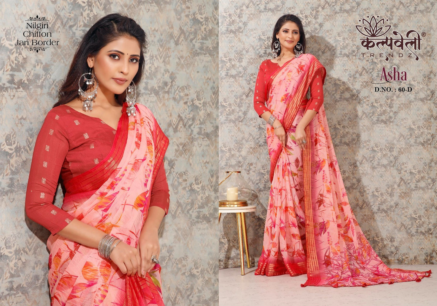 Asha 60 Kalpveli Nilgiri Chiffon Sarees