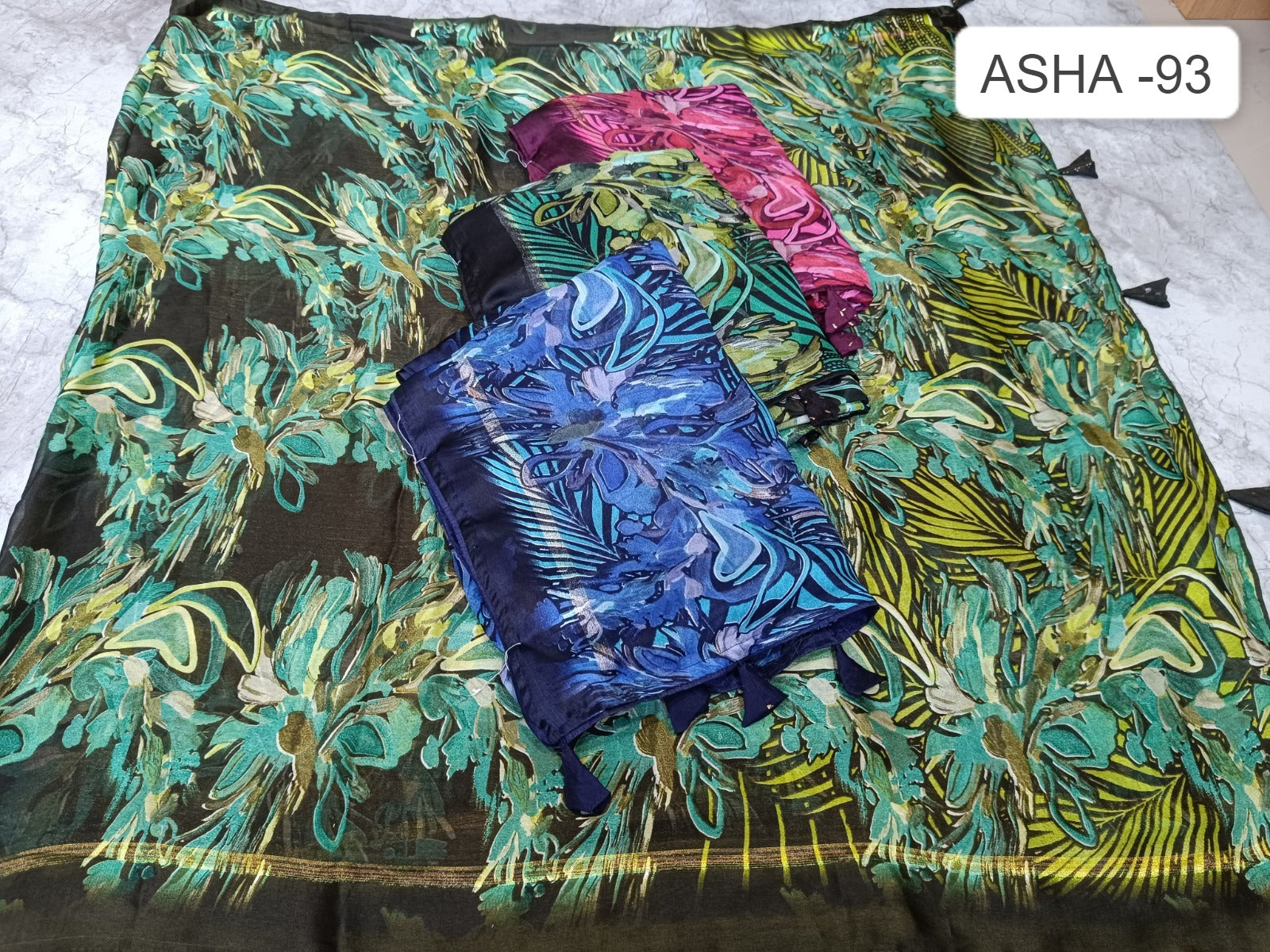 Asha 93 Kalpveli Moss Satin Sarees Manufacturer