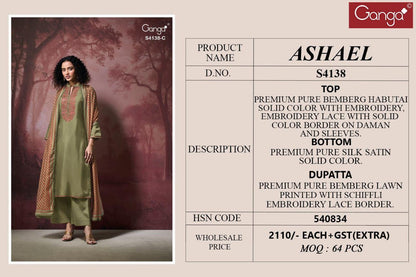 Ashael 4138 Ganga Pure Bemberg Salwar Suits Exporter Ahmedabad
