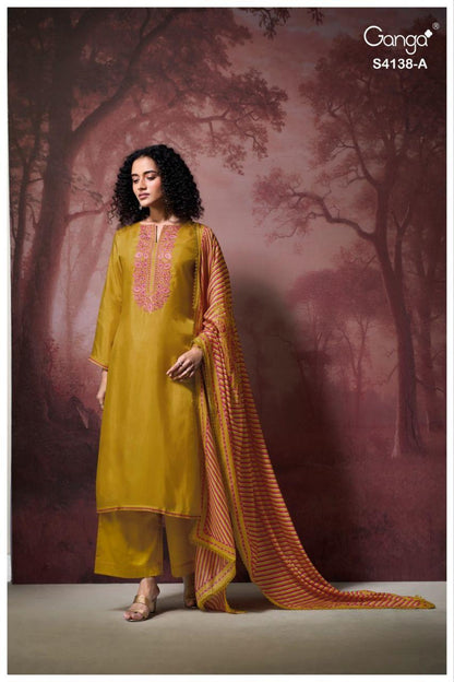 Ashael 4138 Ganga Pure Bemberg Salwar Suits Exporter Ahmedabad
