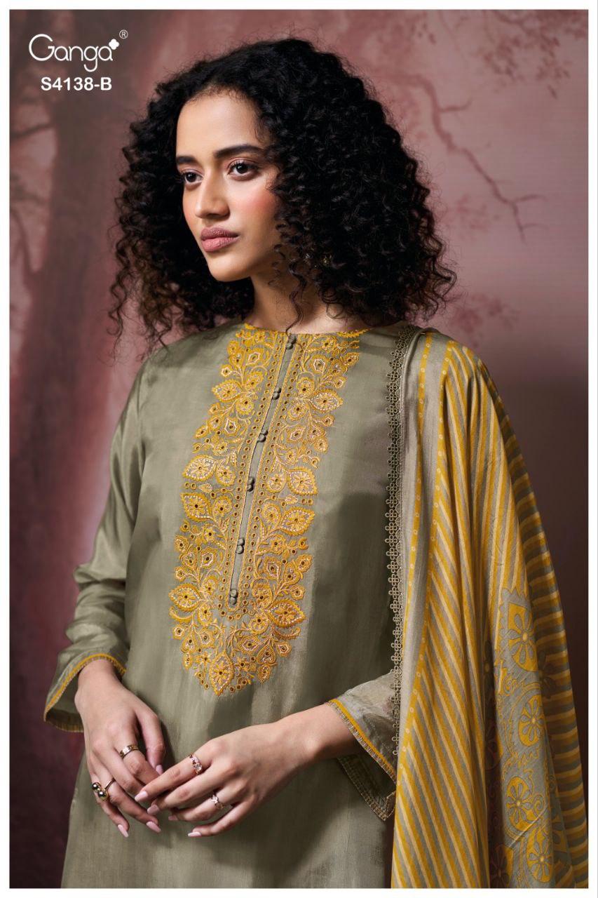 Ashael 4138 Ganga Pure Bemberg Salwar Suits Exporter Ahmedabad