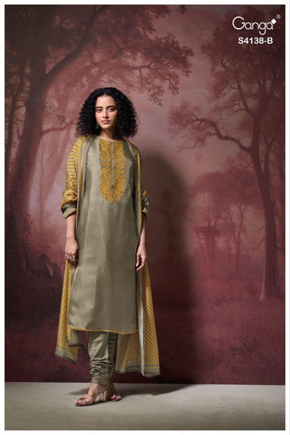 Ashael 4138 Ganga Pure Bemberg Salwar Suits Exporter Ahmedabad
