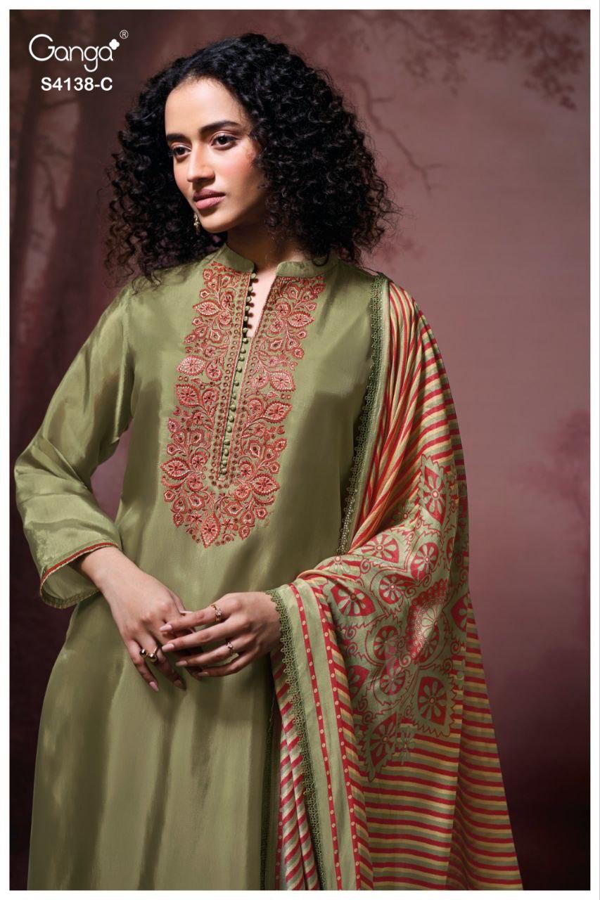 Ashael 4138 Ganga Pure Bemberg Salwar Suits Exporter Ahmedabad