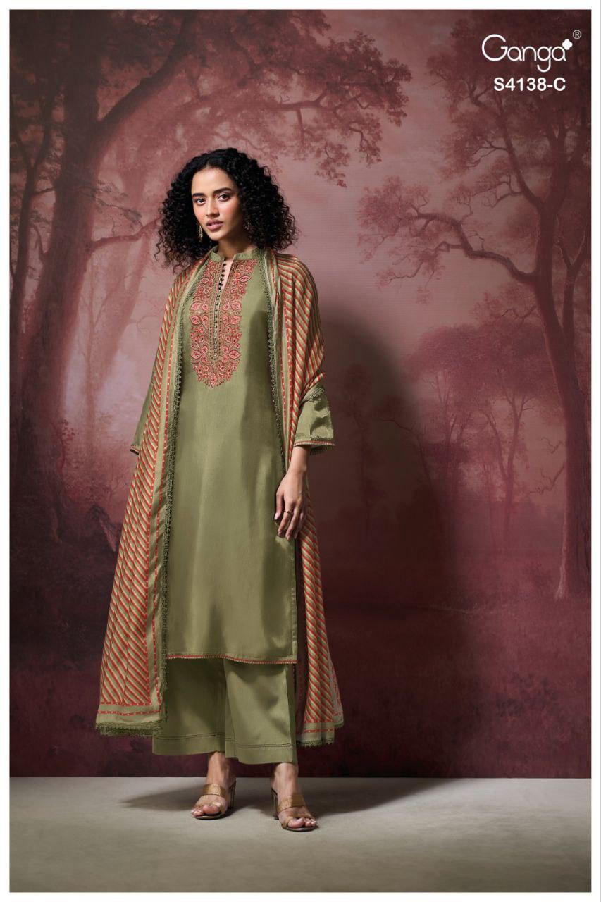 Ashael 4138 Ganga Pure Bemberg Salwar Suits Exporter Ahmedabad