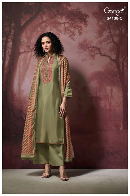 Ashael 4138 Ganga Pure Bemberg Salwar Suits Exporter Ahmedabad