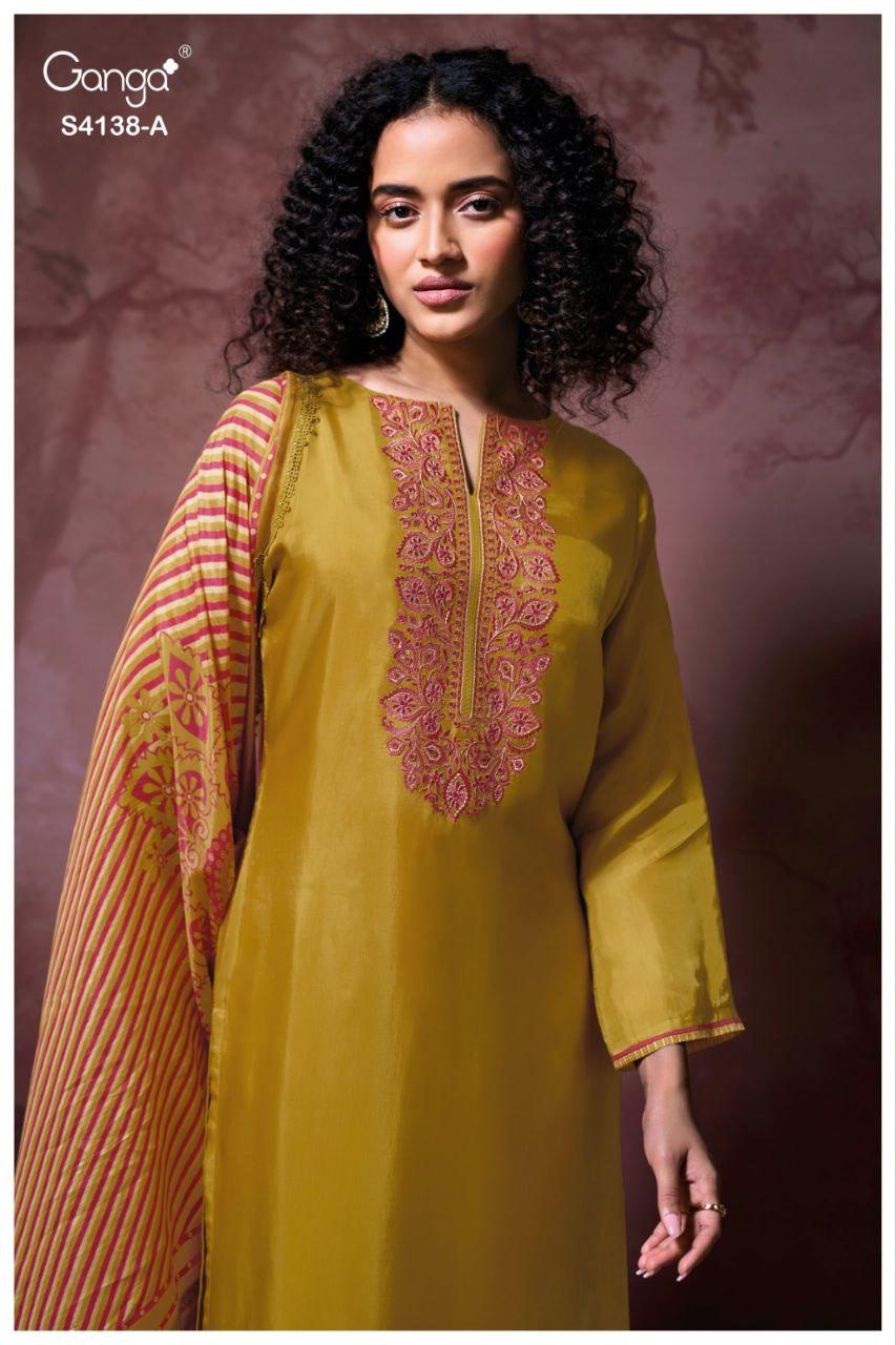 Ashael 4138 Ganga Pure Bemberg Salwar Suits Exporter Ahmedabad