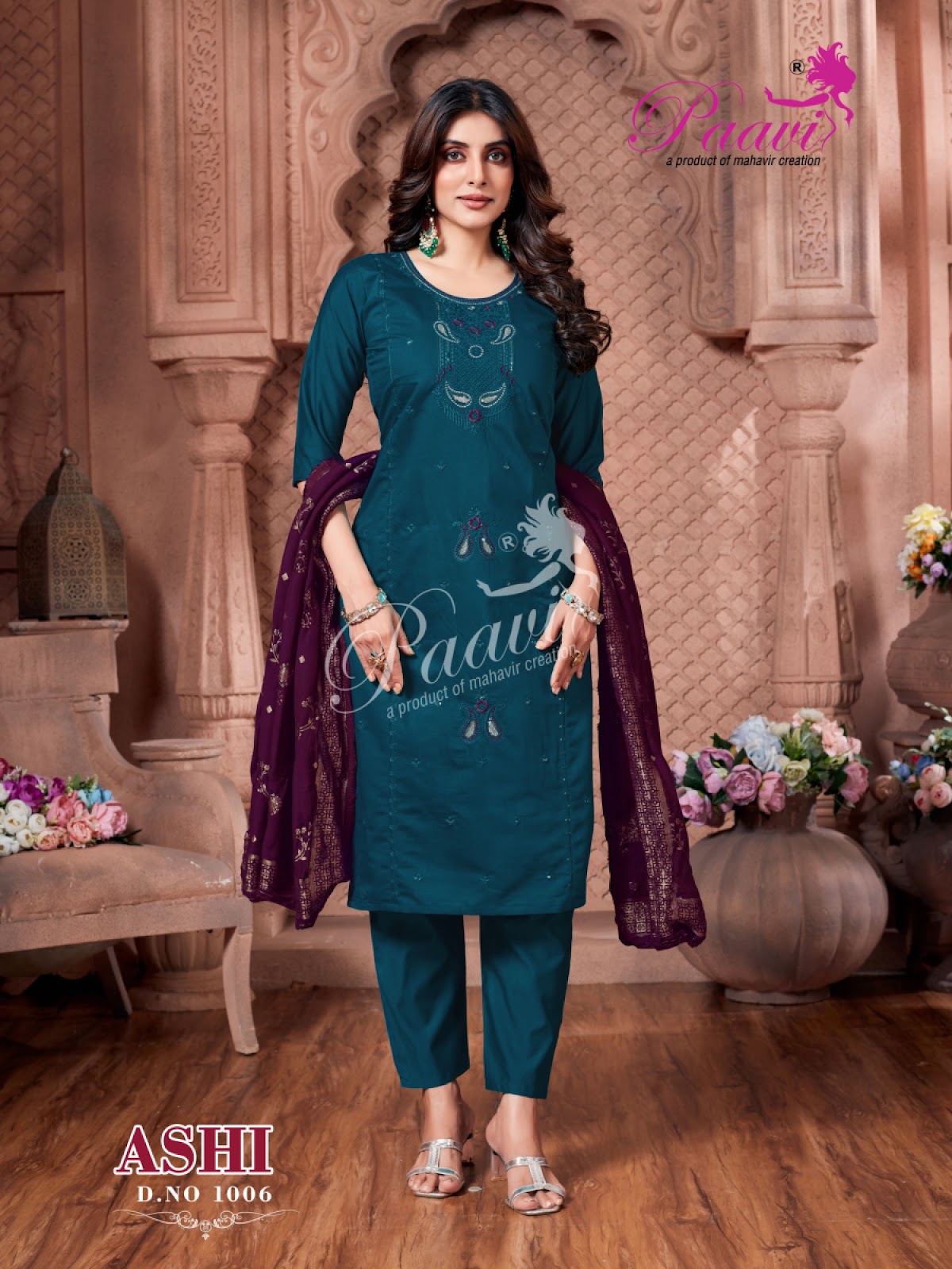 Ashi Paavi Vertican Readymade Pant Style Suits Wholesaler India