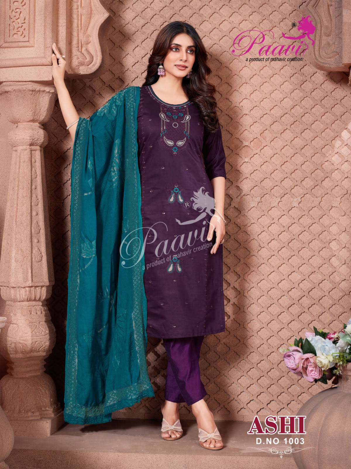 Ashi Paavi Vertican Readymade Pant Style Suits Wholesaler India