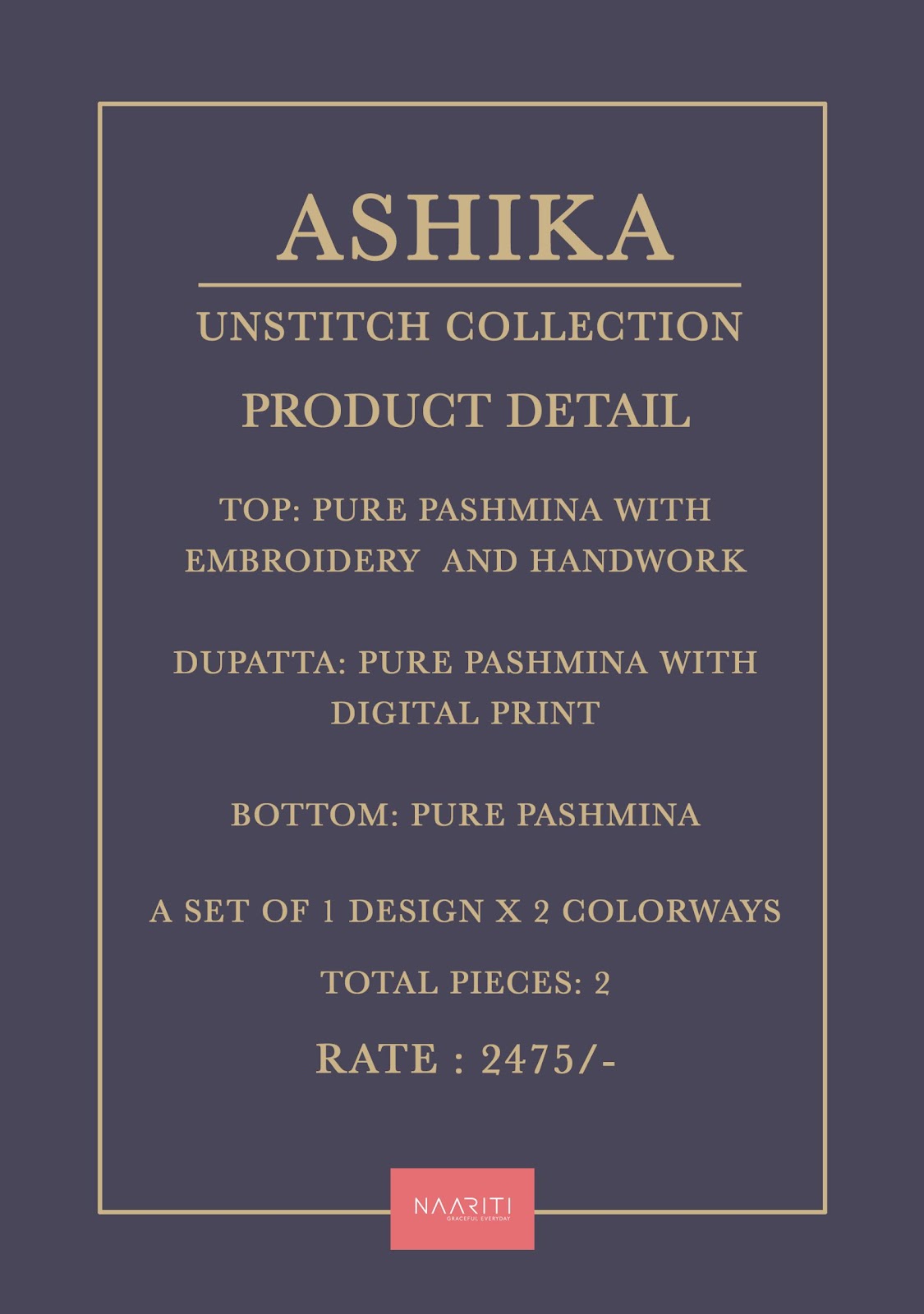 Ashika Naariti Pashmina Suits Supplier