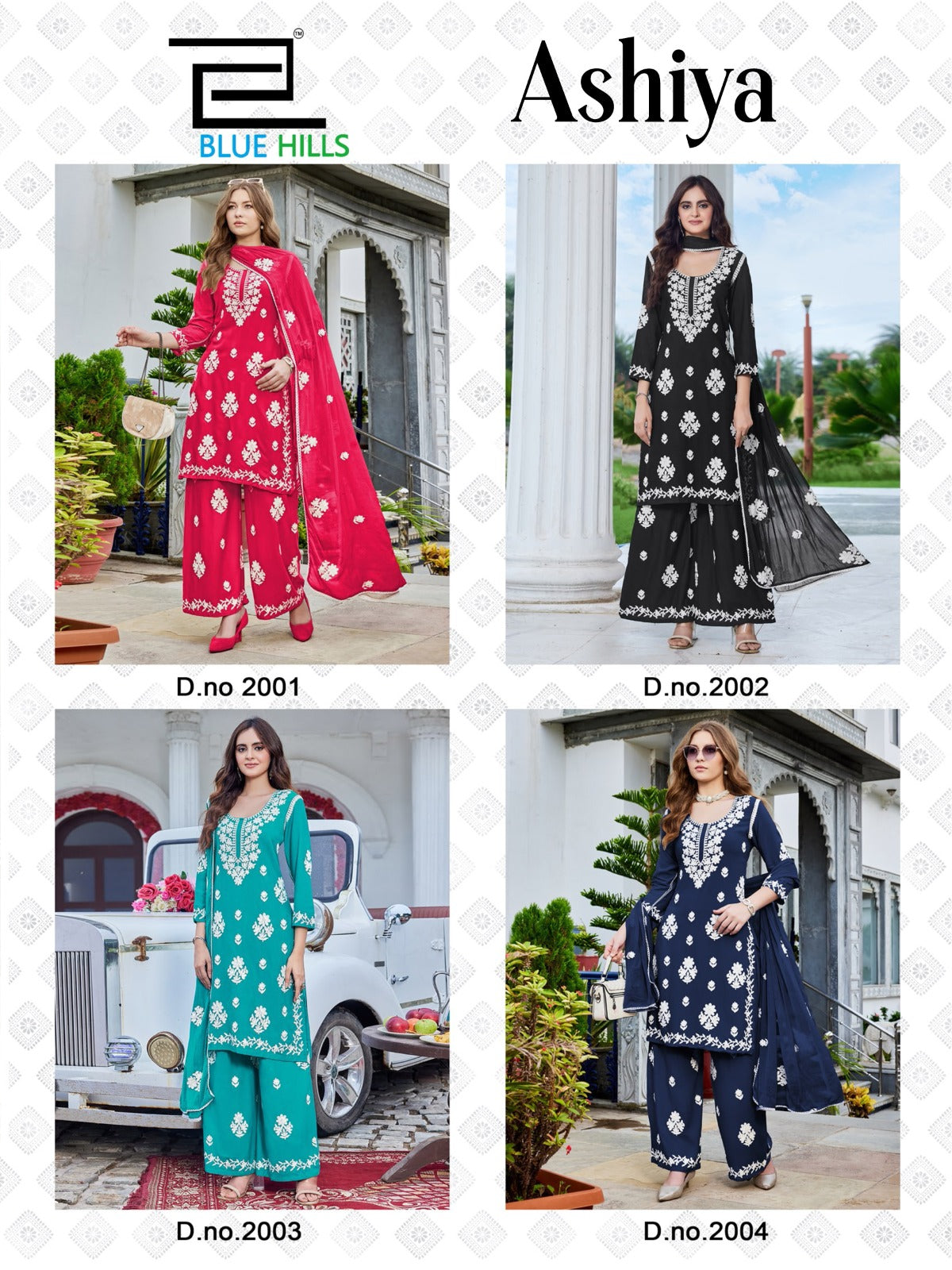 Ashiya Blue Hills Rayon 14Kg Readymade Plazzo Style Suits Manufacturer