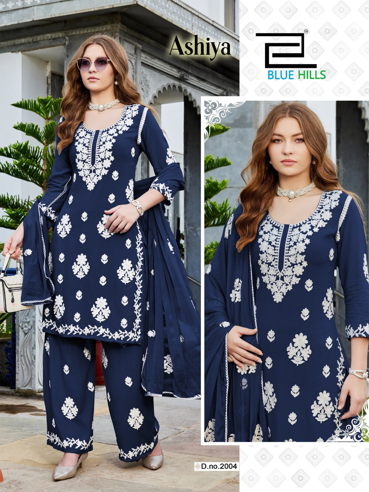 Ashiya Blue Hills Rayon 14Kg Readymade Plazzo Style Suits Manufacturer
