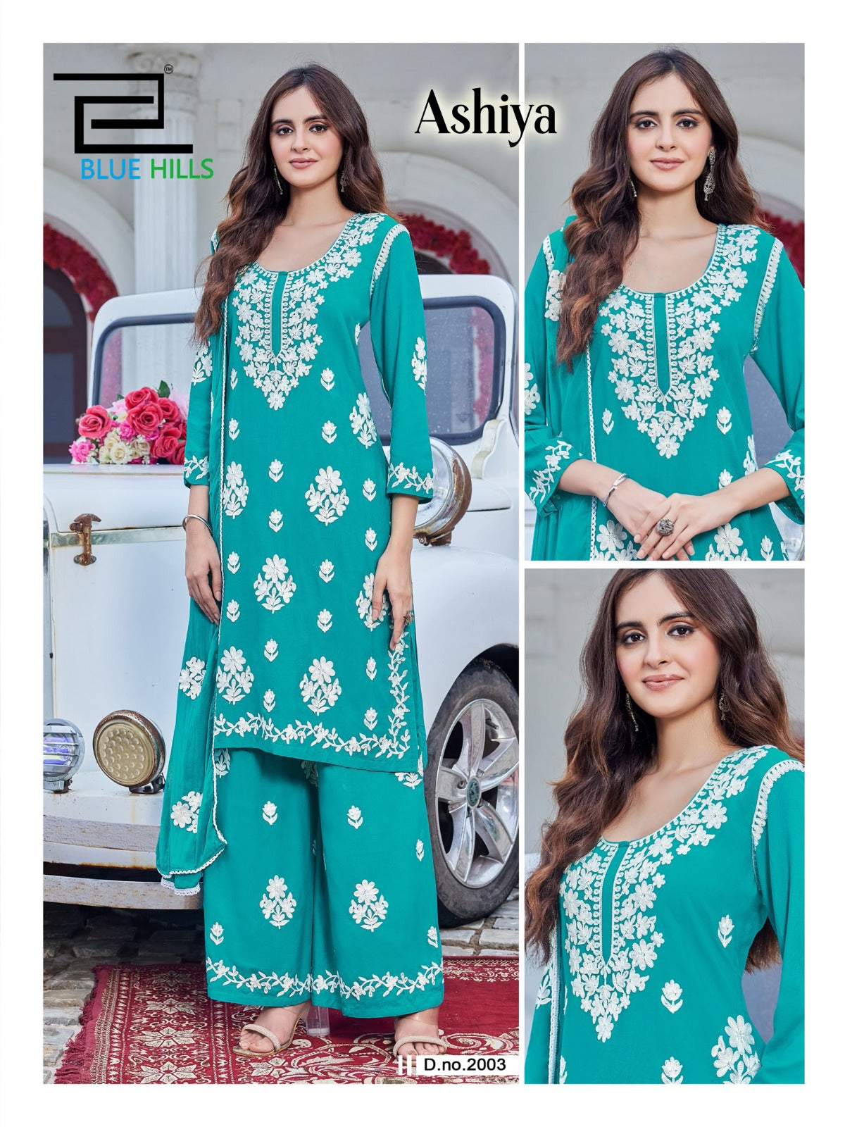 Ashiya Blue Hills Rayon 14Kg Readymade Plazzo Style Suits Manufacturer