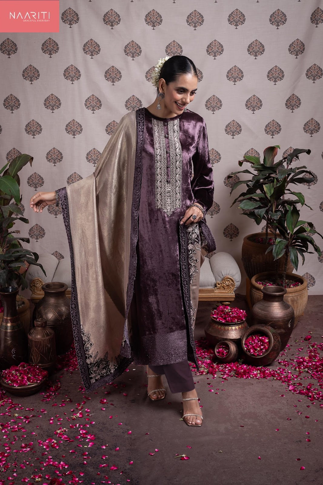Ashkya Naariti Velvet Suits Manufacturer Gujarat