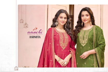Ashmita Aanchi Roman Simmer Readymade Pant Style Suits Exporter India