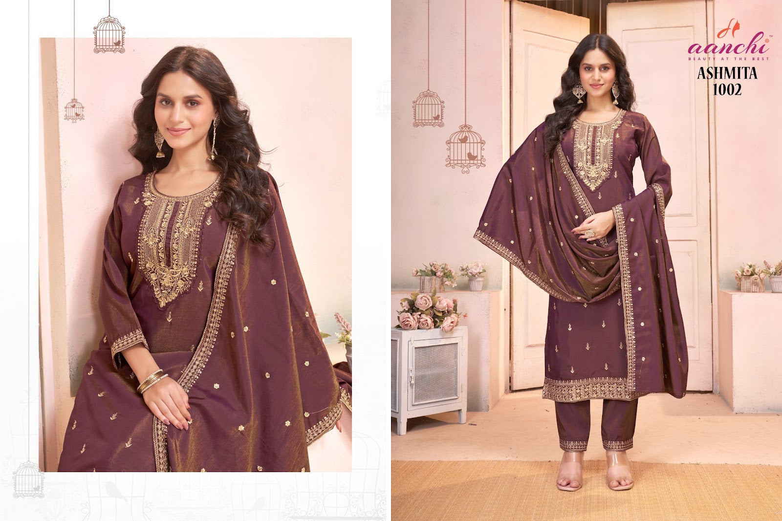 Ashmita Aanchi Roman Simmer Readymade Pant Style Suits Exporter India