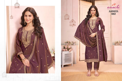 Ashmita Aanchi Roman Simmer Readymade Pant Style Suits Exporter India