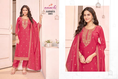 Ashmita Aanchi Roman Simmer Readymade Pant Style Suits Exporter India