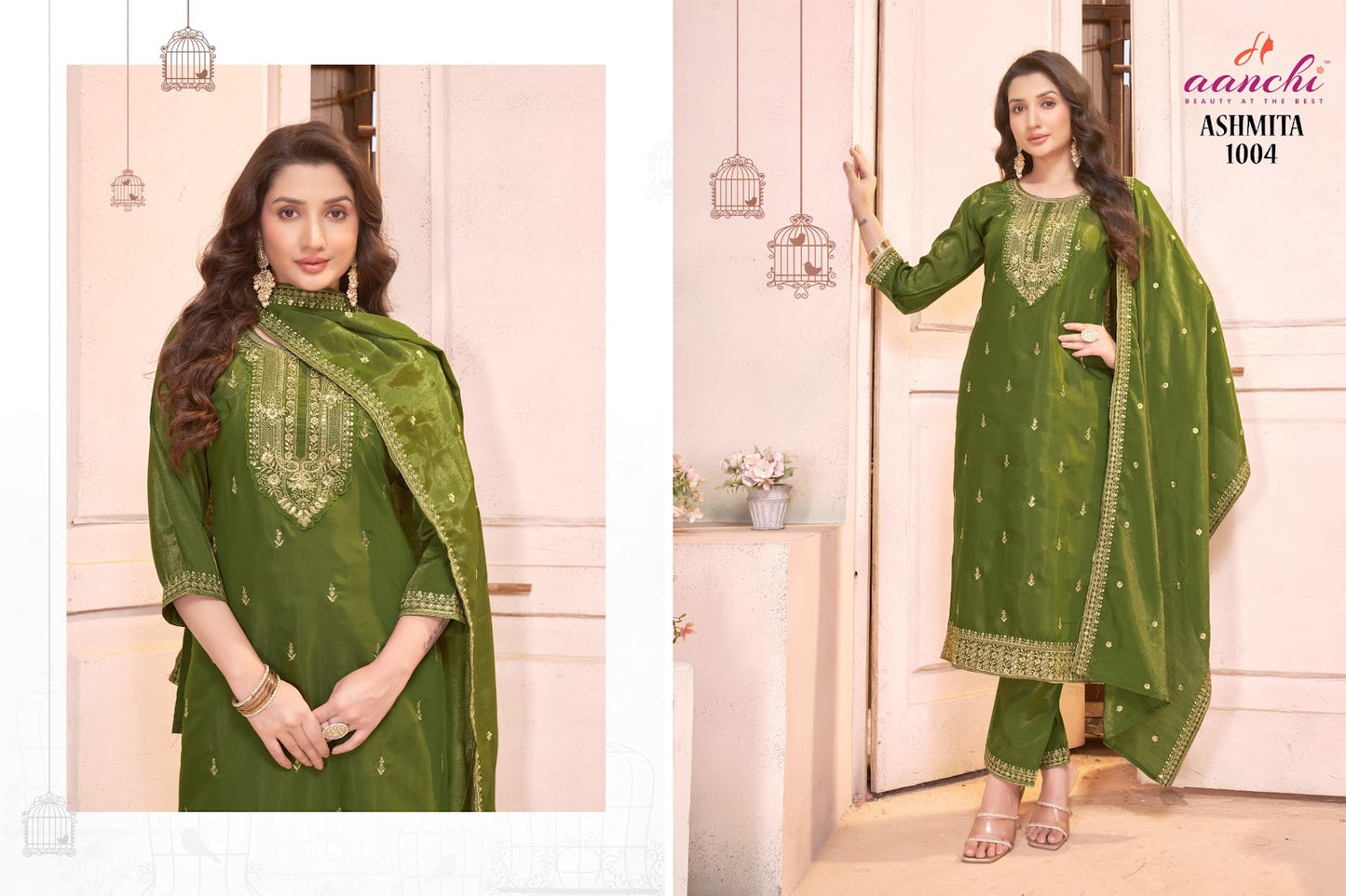 Ashmita Aanchi Roman Simmer Readymade Pant Style Suits Exporter India