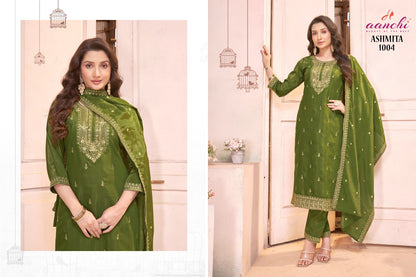 Ashmita Aanchi Roman Simmer Readymade Pant Style Suits Exporter India