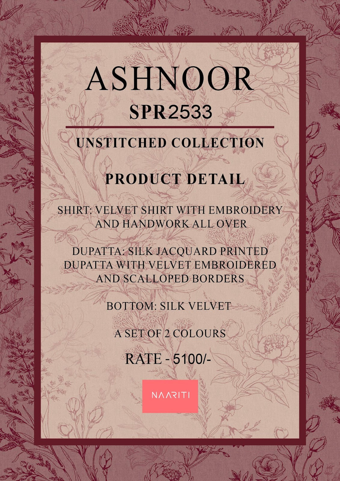 Ashnoor Naariti Velvet Suits Supplier