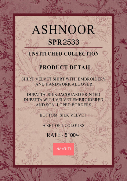 Ashnoor Naariti Velvet Suits Supplier