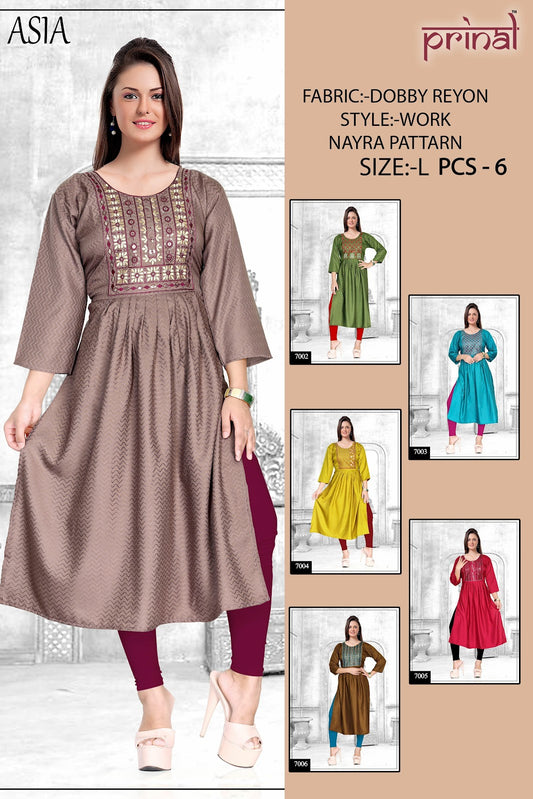 Asia Prinal Dobby Naira Cut Kurtis Exporter Ahmedabad