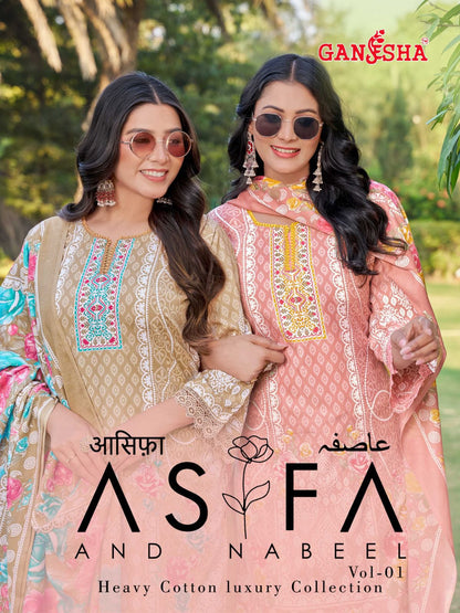 Asifa And Nabeel Vol 1 Heavy Luxury Collection Ganesha Cotton Karachi Salwar Suits Supplier Gujarat
