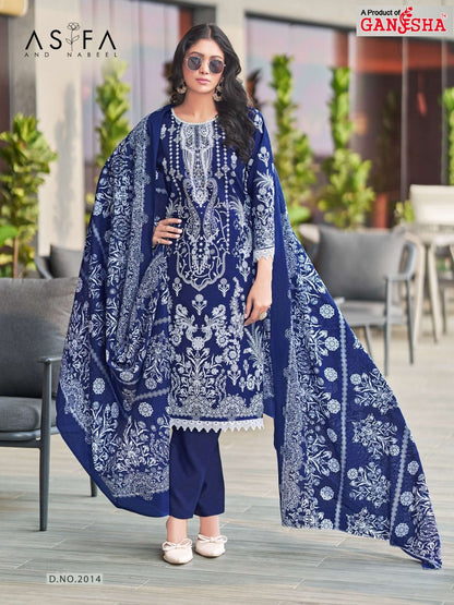 Asifa And Nabeel Vol 2 Ganesha Mix Cotton Karachi Salwar Suits Supplier Ahmedabad