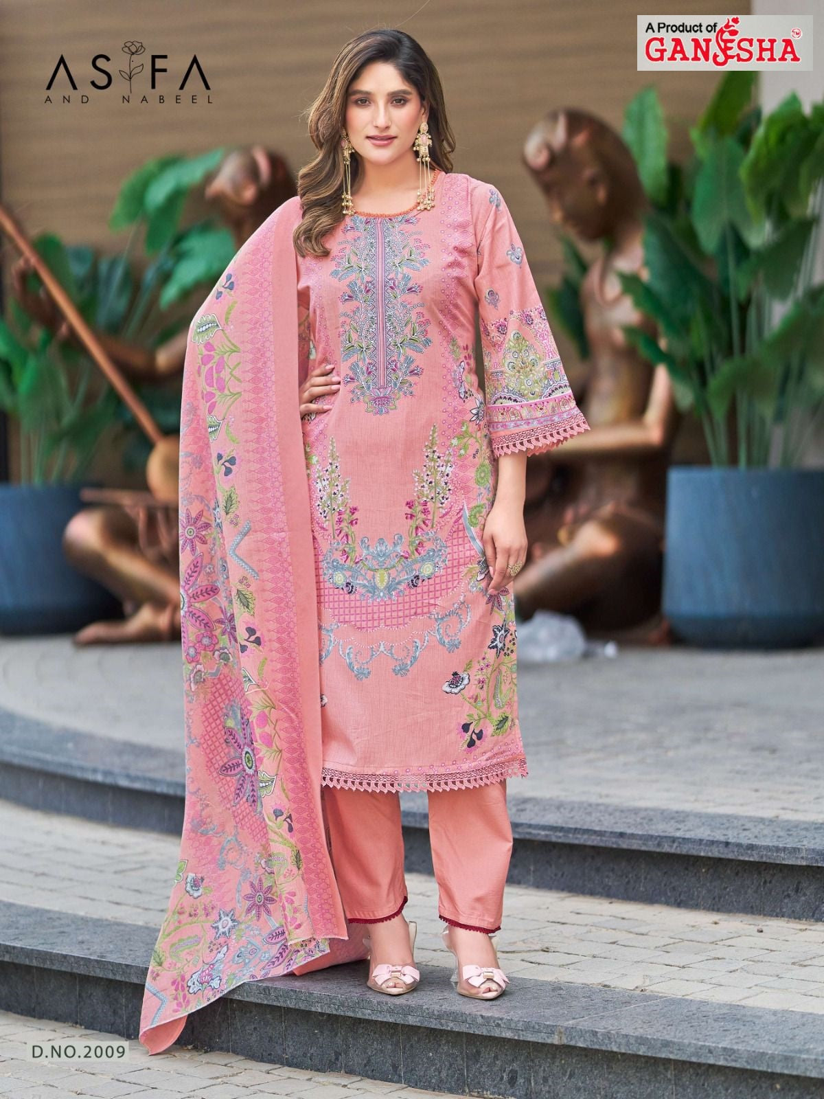 Asifa And Nabeel Vol 2 Ganesha Mix Cotton Karachi Salwar Suits Supplier Ahmedabad