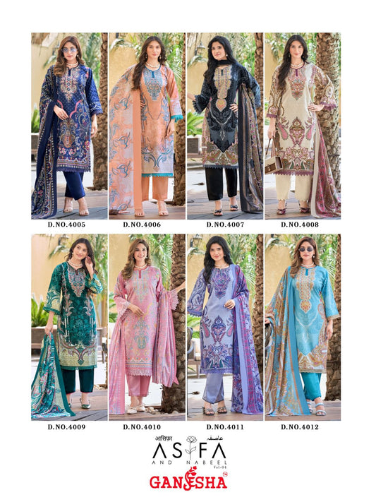 Asifa And Nabeel Vol 4 Ganesha Mix Cotton Karachi Salwar Suits Wholesale Price