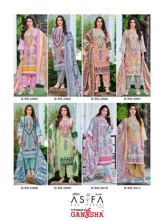 Asifa And Nabeel Vol 5 Ganesha Mix Cotton Karachi Salwar Suits Wholesale Price