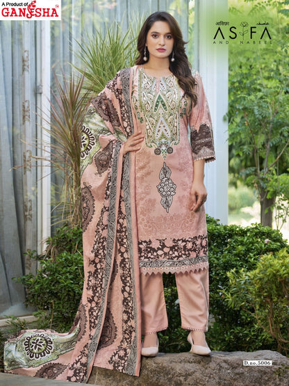 Asifa And Nabeel Vol 5 Ganesha Mix Cotton Karachi Salwar Suits Wholesale Price