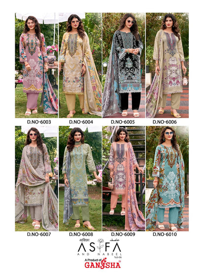Asifa And Nabeel Vol 6 Ganesha Mix Cotton Karachi Salwar Suits Wholesale Price