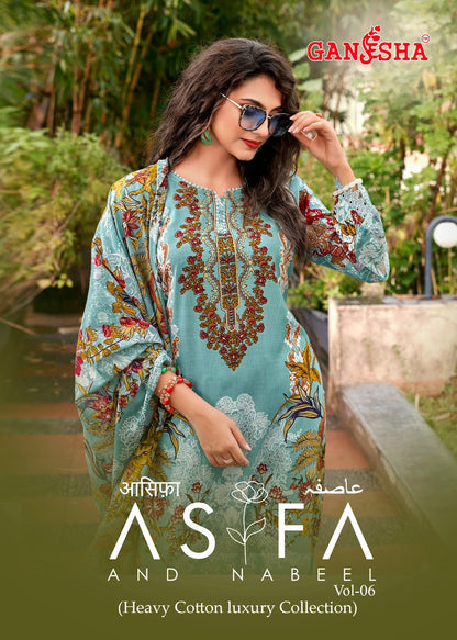 Asifa And Nabeel Vol 6 Ganesha Mix Cotton Karachi Salwar Suits Wholesale Price