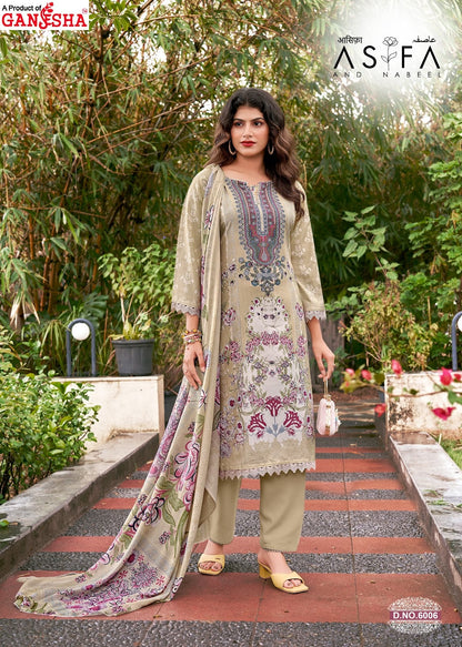 Asifa And Nabeel Vol 6 Ganesha Mix Cotton Karachi Salwar Suits Wholesale Price