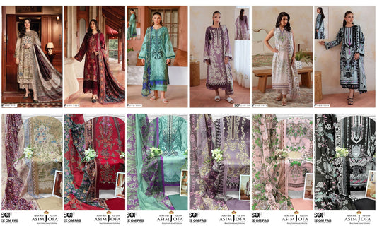 Asim Jofa Vol 3 Shree Om Mix Cotton Karachi Salwar Suits Exporter India