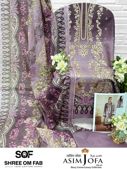Asim Jofa Vol 3 Shree Om Mix Cotton Karachi Salwar Suits Exporter India