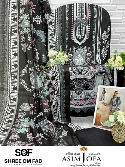 Asim Jofa Vol 3 Shree Om Mix Cotton Karachi Salwar Suits Exporter India