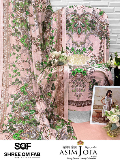 Asim Jofa Vol 3 Shree Om Mix Cotton Karachi Salwar Suits Exporter India