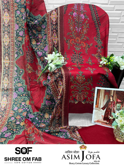 Asim Jofa Vol 3 Shree Om Mix Cotton Karachi Salwar Suits Exporter India
