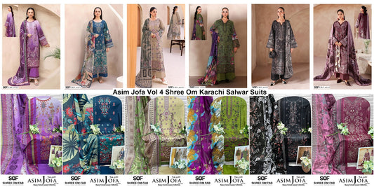 Asim Jofa Vol 4 Shree Om Mix Cotton Karachi Salwar Suits Manufacturer Ahmedabad