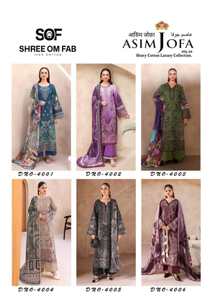 Asim Jofa Vol 4 Shree Om Mix Cotton Karachi Salwar Suits Manufacturer Ahmedabad